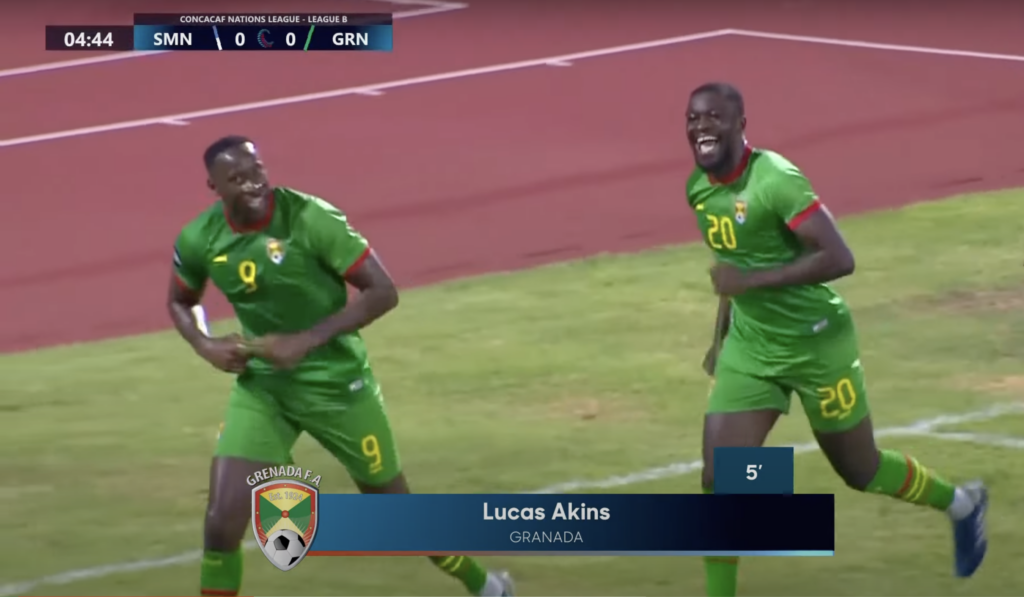 First goal in a match of Grenada against Saint Martin, Concacaf Nations League 2024/2025